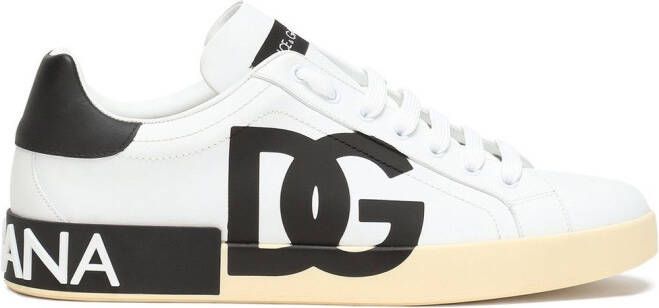 Dolce  Gabbana Portofino logo-print leather sneakers White