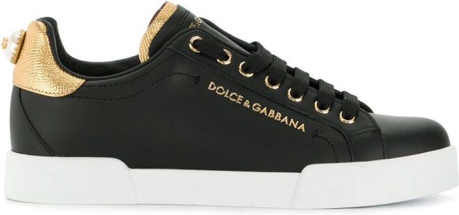 Dolce  Gabbana Portofino logo-tag leather sneakers Black