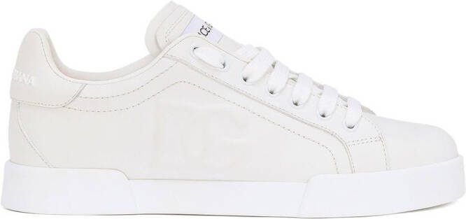 Dolce  Gabbana Portofino logo-embossed leather sneakers White