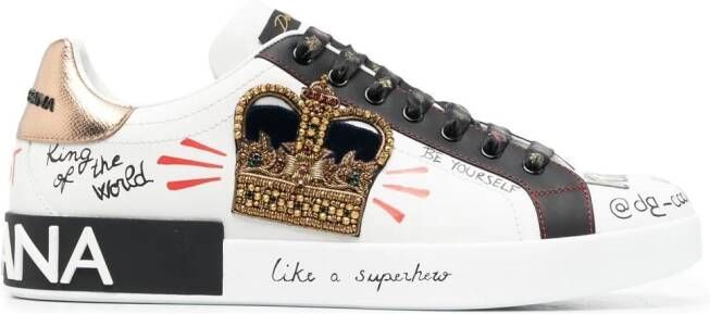 Dolce  Gabbana Portofino patch-detail leather sneakers White