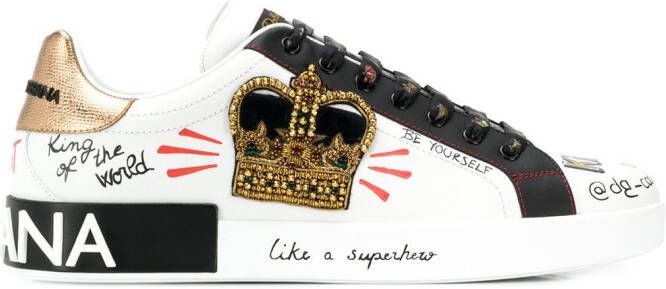 Dolce  Gabbana Portofino patch-detail leather sneakers White - Picture 3