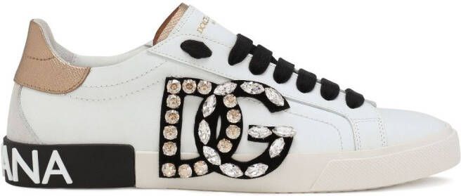 Dolce  Gabbana Portofino rhinestone-embellished sneakers White
