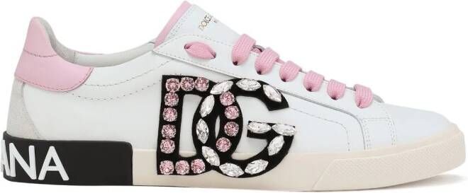 Dolce  Gabbana Portofino rhinestone-logo sneakers White