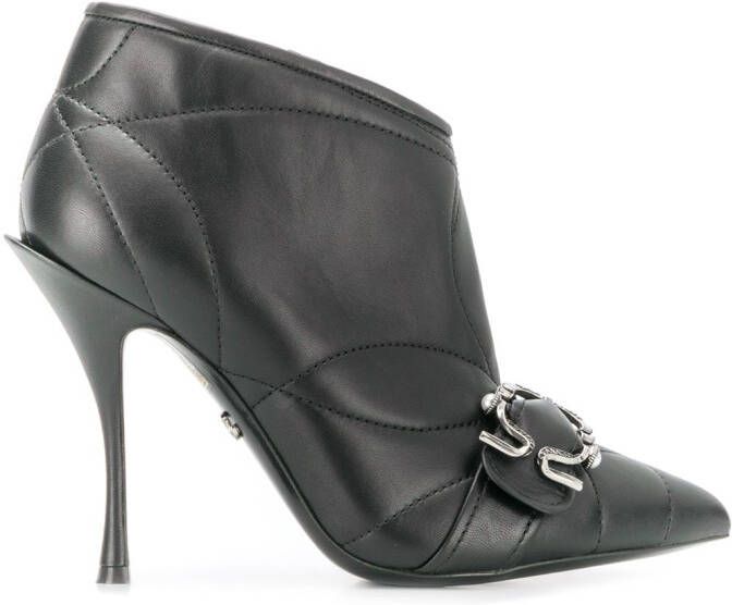 Dolce  Gabbana quilted buckled leather booties Black
