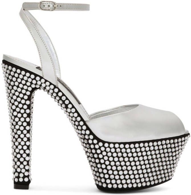 Dolce  Gabbana 150mm rhinestone-embellished platform sandals Silver