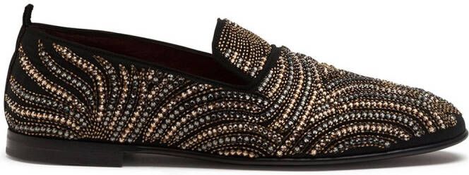 Dolce  Gabbana embroidered canvas slippers Black