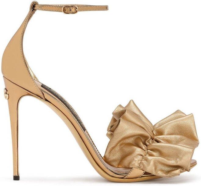 Dolce  Gabbana ruched-detail metallic sandals Neutrals