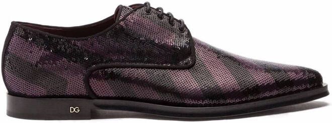 Dolce  Gabbana sequin-embellished Derby shoes Black