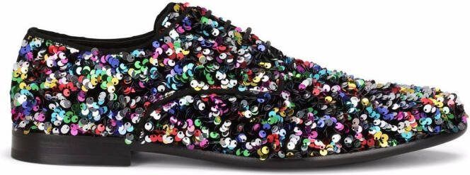 Dolce  Gabbana sequin-embellished Derby shoes Black