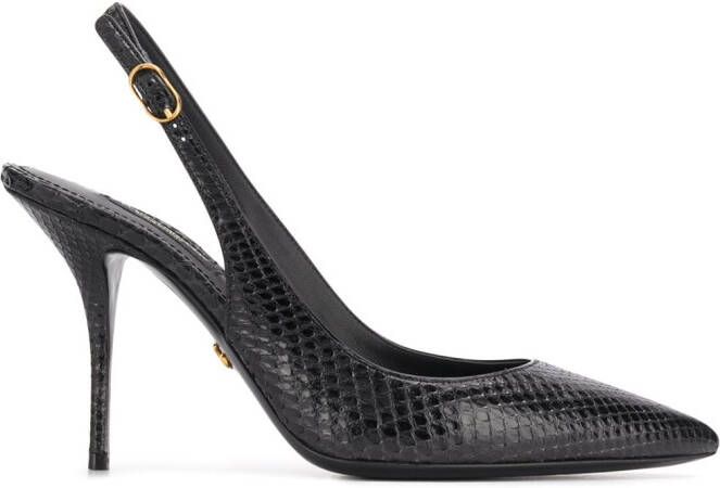 Dolce  Gabbana tiger-print leather slingback pumps Black