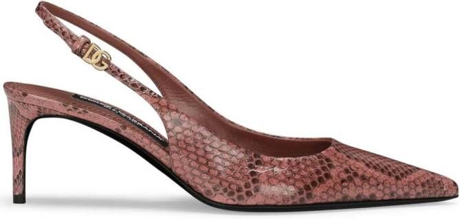 Dolce  Gabbana snakeskin-effect slingback pumps Pink