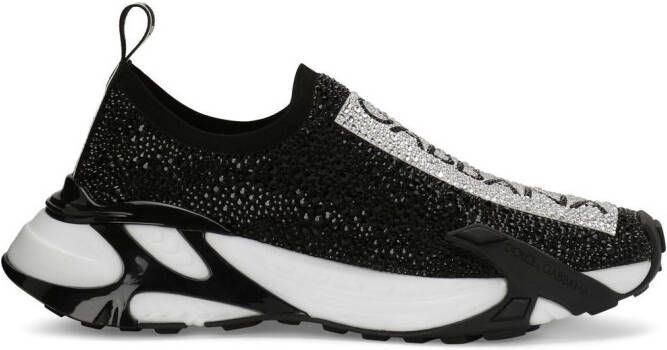 Dolce  Gabbana Fast rhinestone-embellished sneakers Black