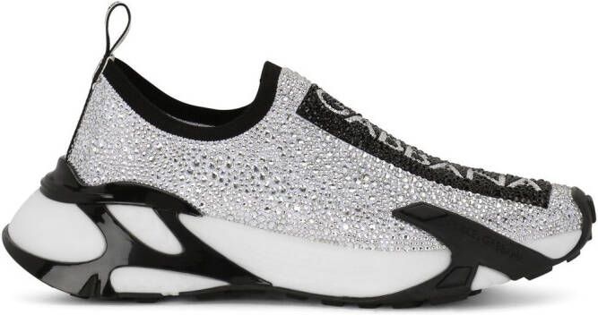 Dolce  Gabbana Fast rhinestone-embellished sneakers Silver