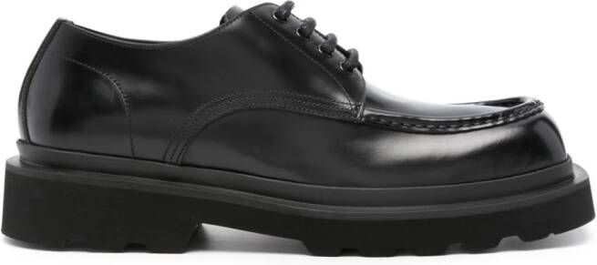 Dolce  Gabbana square-toe leather derby shoes Black