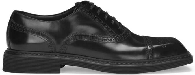 Dolce  Gabbana square-toe leather Derby shoes Black