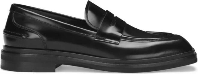 Dolce  Gabbana square-toe leather loafers Black