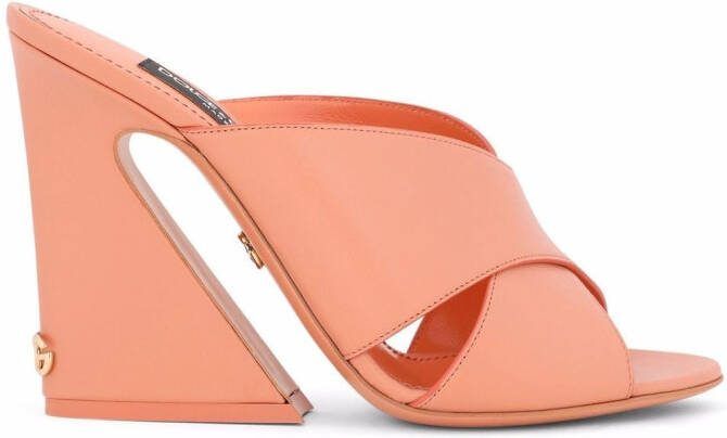 Dolce  Gabbana tapered-heel leather sandals Brown
