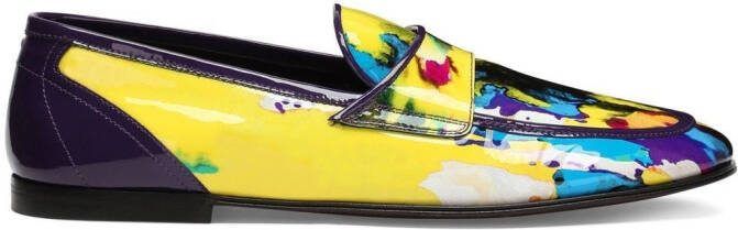 Dolce  Gabbana tie-dye paint-print loafers Yellow