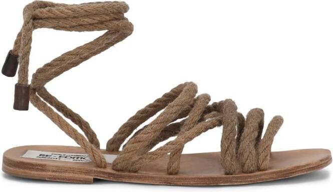 Dolce  Gabbana tie-fastening rope sandals Brown