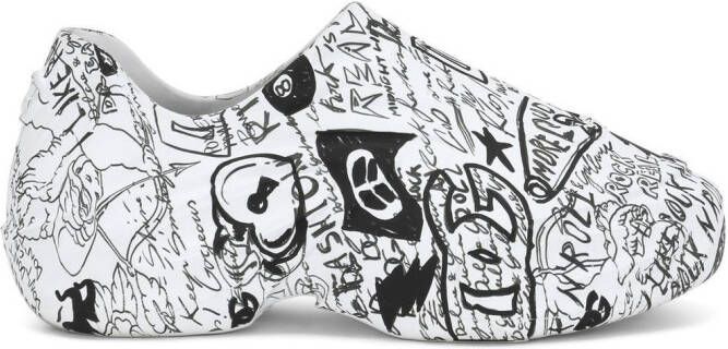 Dolce  Gabbana Toy graffiti-print low-top sneakers White