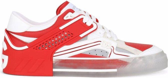 Dolce  Gabbana transparent cut-out sneakers Red