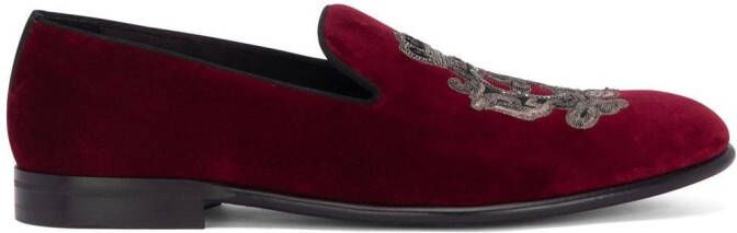 Dolce  Gabbana embroidered velvet slippers