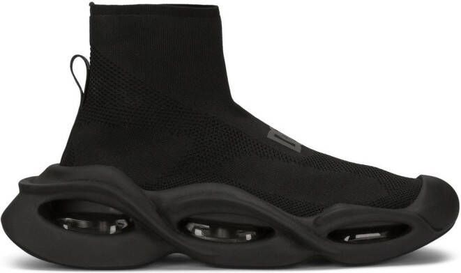 Dolce  Gabbana Wave mid-top stretch sneakers Black