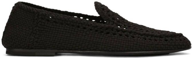 Dolce  Gabbana woven leather slippers Black