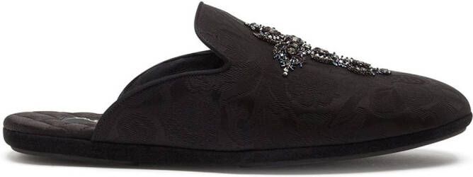 Dolce  Gabbana Young Pope cross-embroidered slippers Black
