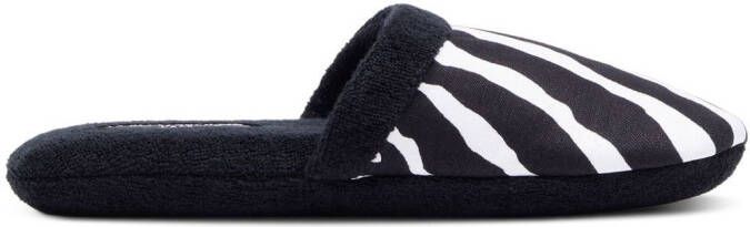 Dolce  Gabbana zebra-print terry-cloth slippers Black