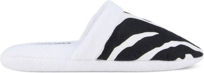 Dolce  Gabbana zebra-print terry slippers White