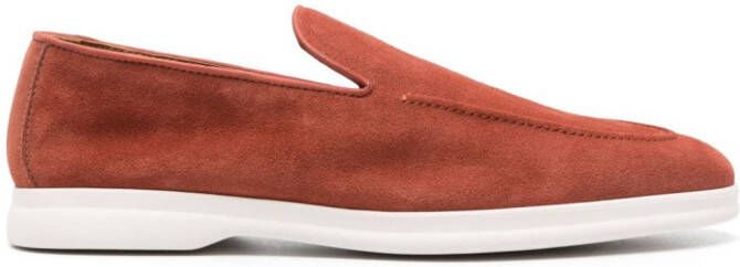Doucal's almond-toe suede loafers Brown