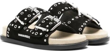 DSQUARED2 KIDS stud-embellished suede slides Black