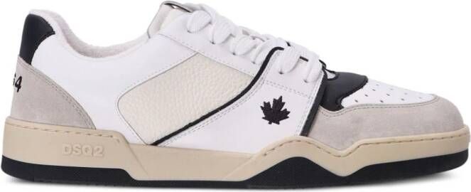 DSQUARED2 Spiker leaf-embroidered leather sneakers White