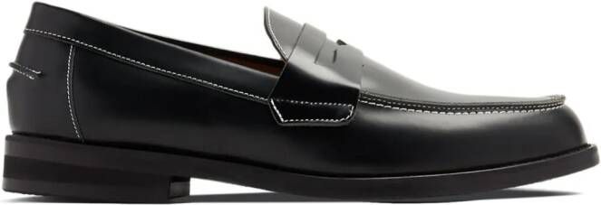 DUKE  DEXTER contrast-stitching leather loafers Black