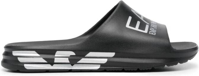 Ea7 Emporio Armani logo-print slip-on slides Black