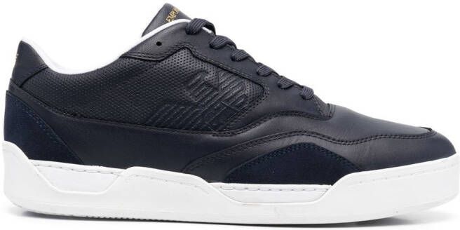 Emporio Armani logo-embossed lace-up sneakers Blue