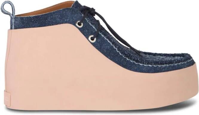 ETRO panelled suede platform shoes Blue