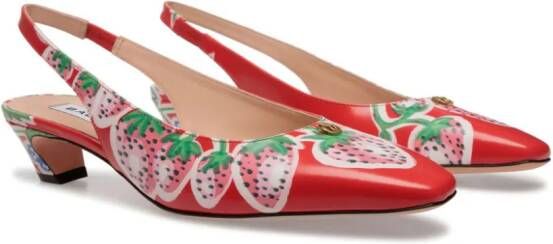 Bally Sylt 35mm strawberry-print leather pumps Red