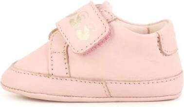 BOSS Kidswear logo-lettering leather slippers Pink