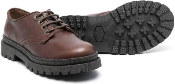 Brunello Cucinelli Kids logo-patch leather loafers Brown