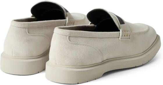 Brunello Cucinelli leather suede loafers White