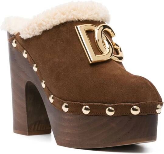 Dolce  Gabbana 130mm suede platform clogs Brown