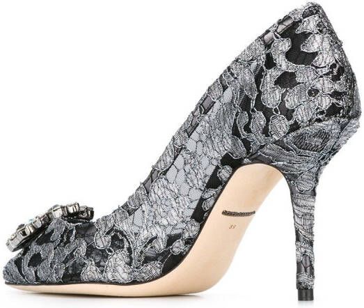Dolce  Gabbana Rainbow Lace 90mm brooch-detail pumps Black - Picture 2