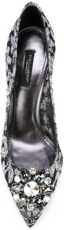 Dolce  Gabbana Rainbow Lace 90mm brooch-detail pumps Black - Picture 3