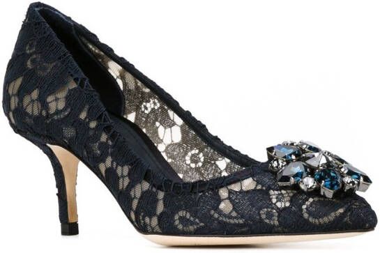 Dolce  Gabbana lace-detail 75mm heeled pumps Blue - Picture 1
