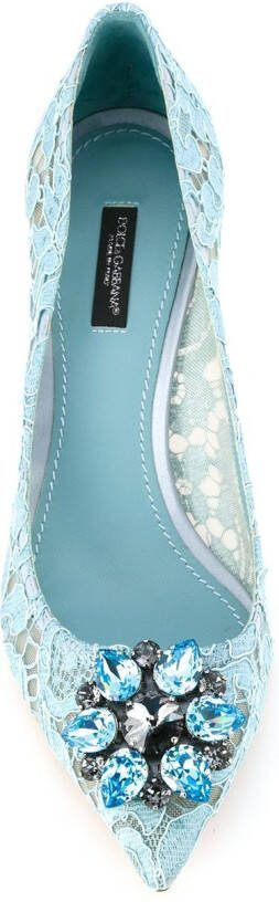Dolce  Gabbana Rainbow Lace 60mm brooch-detail pumps Blue - Picture 1