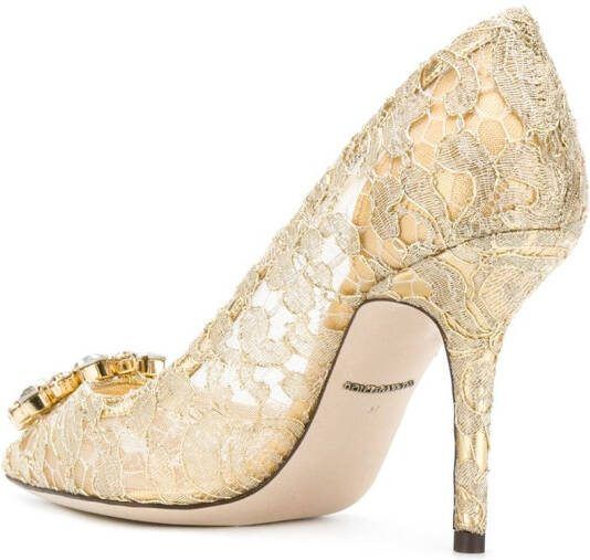 Dolce  Gabbana 90mm lace rainbow pumps Gold - Picture 2