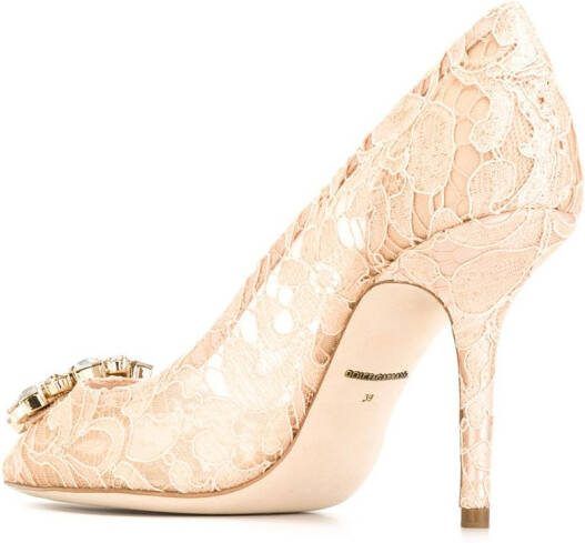 Dolce  Gabbana Rainbow Lace 90mm brooch-detail pumps Neutrals - Picture 2