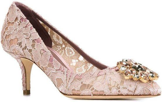 Dolce  Gabbana Rainbow Lace 60mm brooch-detail pumps Pink - Picture 1